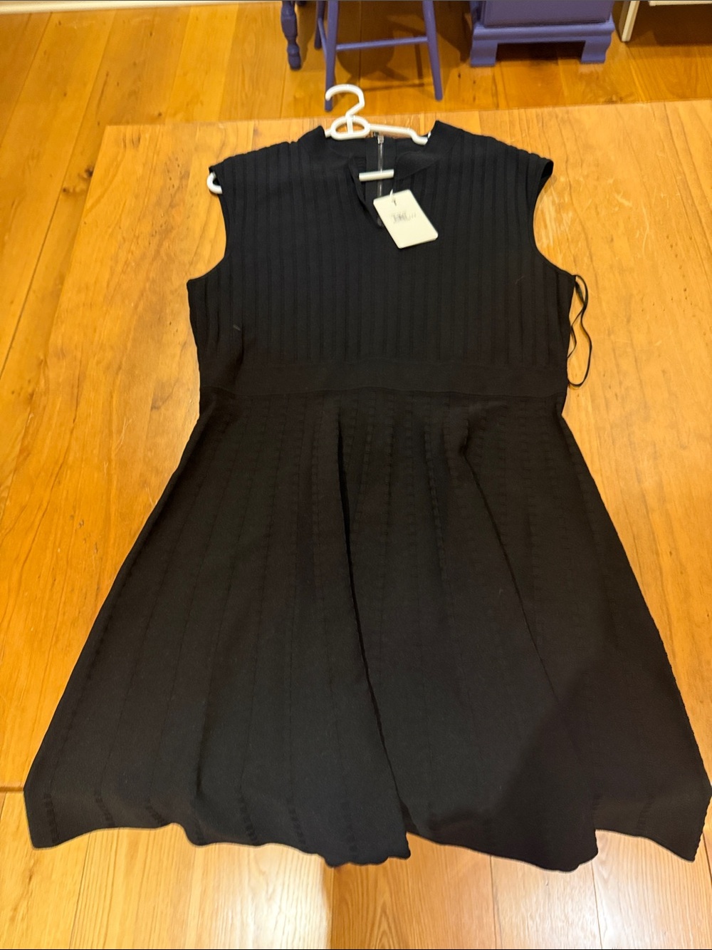 Ted Baker Black Ribbed Fit-and-Flare Knit Dress
